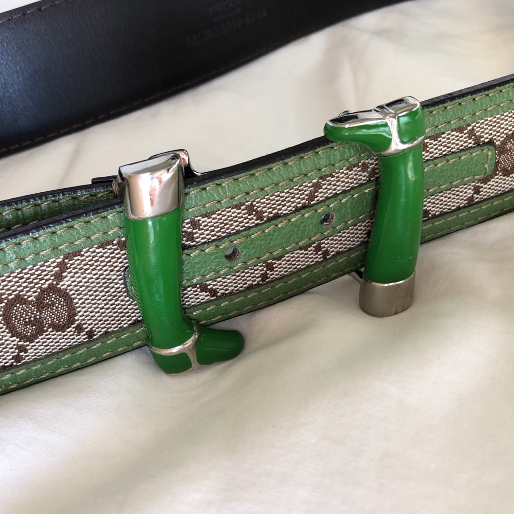Gucci belt- rare-with two green boots buckle